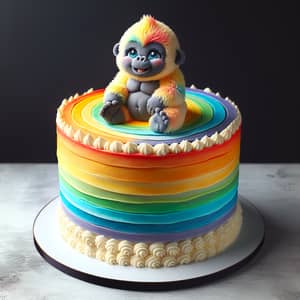 Cute Baby Gorilla Themed Rainbow Cake Delight