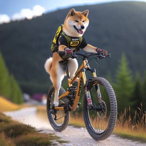 Shiba Inu Dog Riding Enduro Mountain Bike