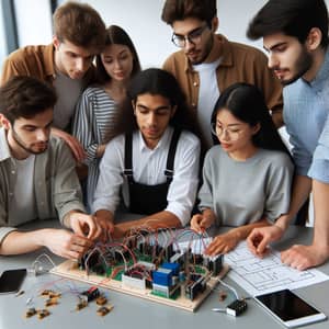 Diverse Computer Engineering Students Creating a Prototype