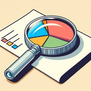 Magnifying Glass Examining Pie Chart Clipart