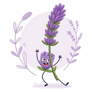 Cartoon Lavender Mascot with Arms and Legs