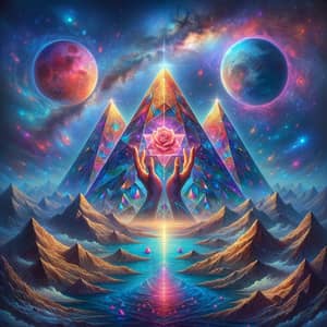 Majestic Pyramids Under a Cosmic Sky Artwork