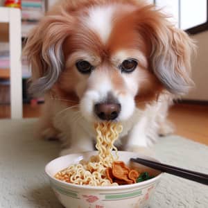 Dog Enjoying Maruchan Instant Noodles