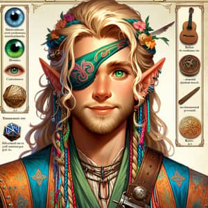 Hurus Banark: Young Halfling Bard - Colorful & Vibrant Character Design