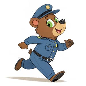 Disney Policeman Bear with Green Eyes in Motion