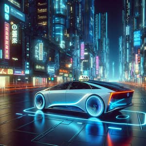 Futuristic Cyber City Taxi Cab: Modern Urban Mobility