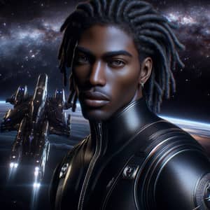 Handsome Black Man in Sleek Spacesuit | Cosmic Exploration