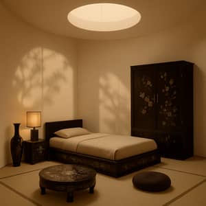 Oriental Beauty in Spacious Bedroom Design