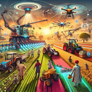 Agricultural Mechanization in India: Futuristic AI Farming Scene