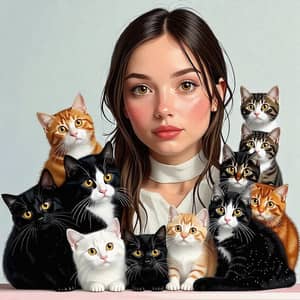 Girl and 7 Cats: A Purr-fect Bond