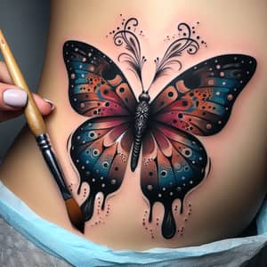 Butterfly Tattoo with Paintbrush Body Design