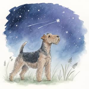 Welsh Terrier in Starry Night Watercolors