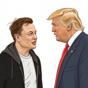 Elon Musk and Donald Trump: A Creative Drawing