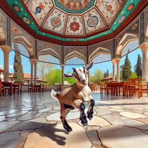 Playful Goat Enjoying Ankara Pavilion | Historic Joy