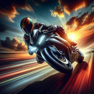 Sleek Motorcycle Racing at Full Speed | Action Shot with Asian Female Rider