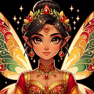 South Asian Fairy: Radiant Enchantix in Red, Yellow & Gold