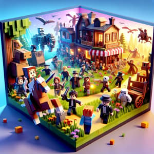 Dynamic Blocky Digital Movie Scene | Engaging Characters in Sandbox Style