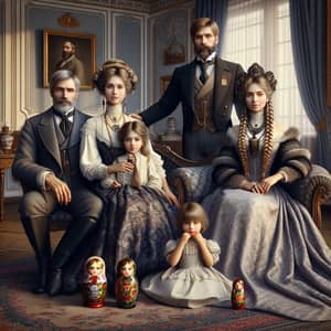 Authentic Tsar-Era Russian Family Portrait in Opulent Palace Setting