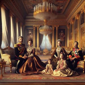 Opulent Imperial Russia Style Room with Royal Family Portrait