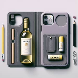 Mini Wine Bottle iPhone 15 Pro Max Case with Lip Balm Compartment