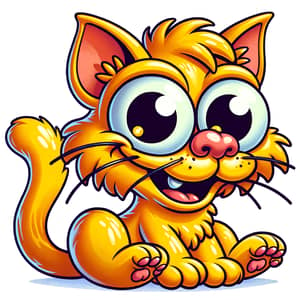 Simpsons-Style Exaggerated Cat Cartoon Illustration