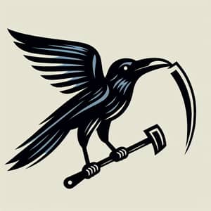 Crow with Sickle Clipart: Unique Illustration for Your Design