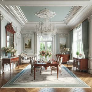 Meticulously Decorated Room with Mint Walls & Crystal Chandelier