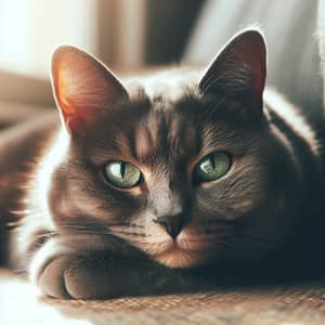 Serene Grey Cat Basking in Sunlight