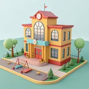 3D Cartoon School Building for Elementary Kids