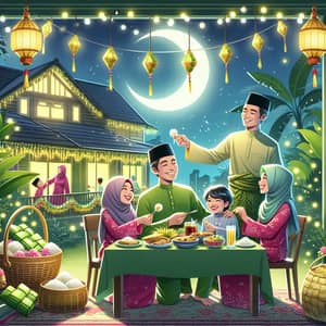 Hari Raya Aidilfitri Celebration: Joyful South Asian Family Gathering