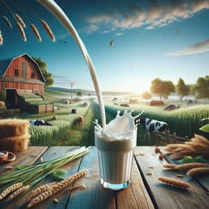 Peaceful Farm Morning with Creamy White Milk Splash