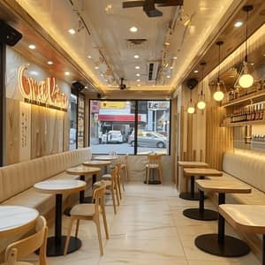 New York Style Pizza Restaurant in Creamy White Decor