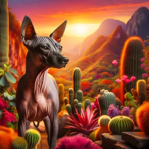 Majestic Xoloitzcuintli Dog in Vibrant Mexican Landscape