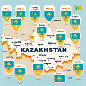 Detailed Geographical Map of Kazakhstan with Major Cities