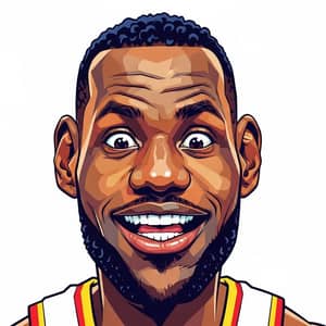 Funny LeBron James Caricature with Surprised Face