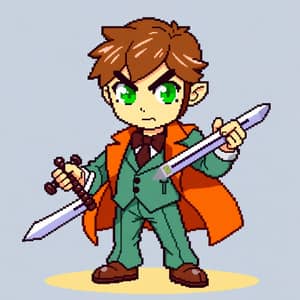 Vibrant Pixel Art Character in 64-Bit Style