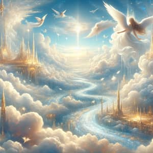 Ethereal Heaven: Serene Cloudscapes and Angelic Figures