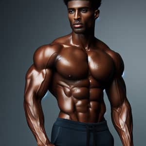 Strong African American Male | Muscular Man Exuding Strength & Confidence