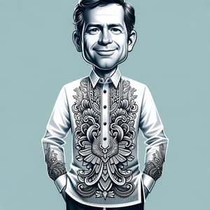 Filipino Barong Tagalog Caricature Style Full Body