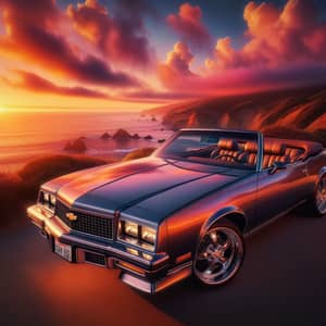 Chevrolet Sedan C4 Convertible on Cliff at Sunset