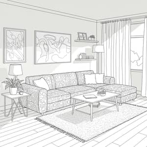 Modern Living Room Coloring Page