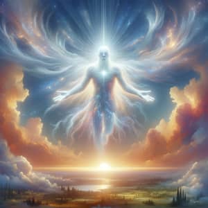 Ethereal Omnipotent Figure Radiating Pure Light | Diverse Landscape