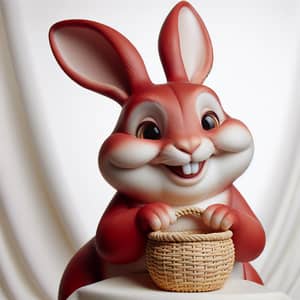 Happy Red Rabbit Holding a Basket