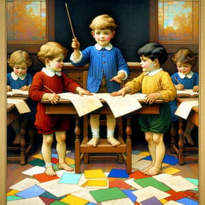 Joyful Classroom Scene with Children at Study