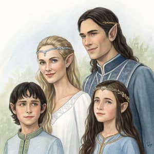 Elven Royal Family Portrait - Watercolor Art