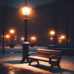 Tranquil Snowy Evening in City | Solitude Amidst Urban Landscape