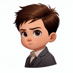 Kazakh Toddler Boy with Brown Hair - Cartoon Style