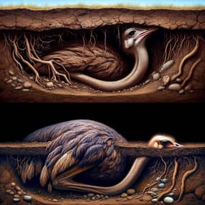 Ostrich with Head Buried in the Ground: Unique Perspective