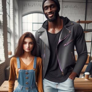 Tall Black Man and Short Brunette Woman