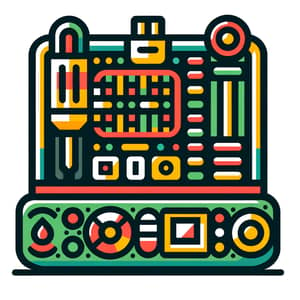 Circuit Board Testing Machine Icon with Green, Red, Yellow Colors